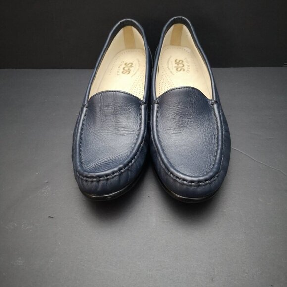 Tripad SAS Ladies Size 8 Navy Faux Leather Comfort Foot Bed Loafers - Picture 3 of 8